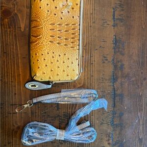 Yellow Textured Wallet with Strap